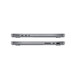 Two 14-inch MacBook Pro laptops, MagSafe port, two Thunderbolt ports, headphone jack on left side, SDXC card slot, HDMI port on right side, Space Grey