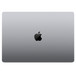 Vue du dessus, fermé, forme rectangulaire, coins arrondis, logo Apple centré, gris cosmique