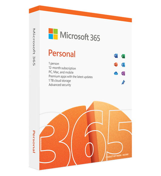 Microsoft 365 個人版為一年期訂閱，提供進階版 Office app 與電子郵件，適合一人使用。