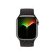 编织单圈表带搭配效果的正面视图，展示 Apple Watch 表盘和数码表冠。