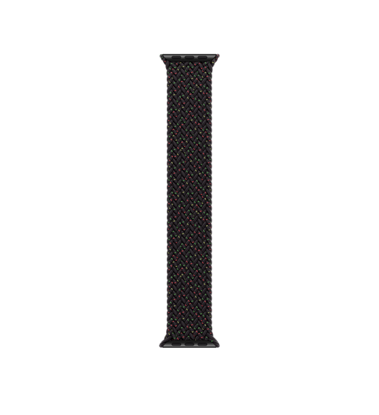 Vòng Bện Solo Black Unity, nổi bật với đốm đỏ và xanh lá, chất liệu sợi bện silicon và polyester không có móc hoặc khóa