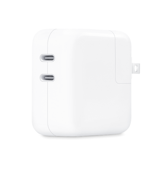 The 35 watt Dual USB-C Port Power Adapter allows you to charge two devices at the same time.