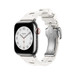 Blanc 白色 (白色) Kilim Single Tour 表带的搭配效果，展示 Apple Watch 表盘和数码表冠。