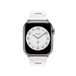 Blanc (white) Kilim Single Tour strap, showing Apple Watch face.