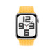 日照色編織單圈錶環的正面，展示 Apple Watch 錶面與數位錶冠。