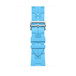 Bleu Céleste 天蓝色 (蓝色) Single Tour 表带，展示精编织物材质和银色不锈钢表扣。