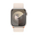 星光色運動手環的正面，並展示 Apple Watch 錶面及數碼錶冠
