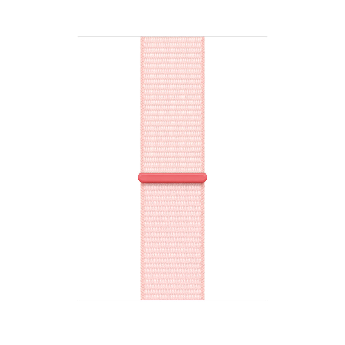 淡粉色運動型錶環，展示淡粉色尼龍織紋，以及魔鬼氈扣帶。