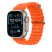 橙色海洋錶帶，附有耐蝕的鈦金屬錶扣和可調整式扣環，使錶帶在水中保持穩固。