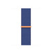 海洋蓝色回环式运动表带，展示蓝色精织尼龙材质和回环式扣件。