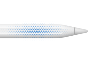 图片展示 Apple Pencil 笔身上笔尖之前的区域可支持触控。