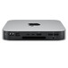 Back of Mac mini, power button, power input, Ethernet port, two Thunderbolt 4 ports, HDMI port, two USB-A ports and headphone jack, Apple logo on top