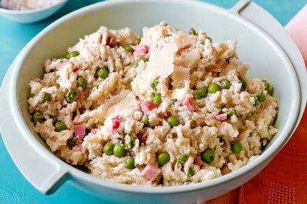 Creamed Rice With English Peas and Country Ham