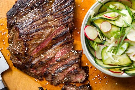 Sweet and Salty Grilled Steak With Cucumber Salad