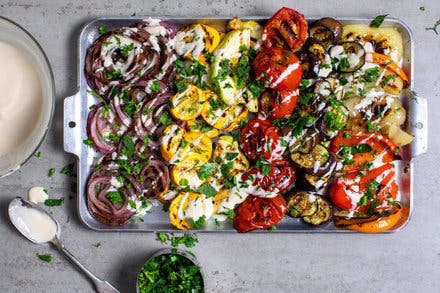 Grilled Summer Vegetables With Tahini Dressing