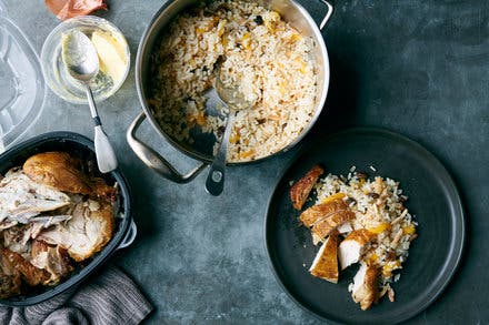 Almond and Dried Fruit Pilaf With Rotisserie Chicken