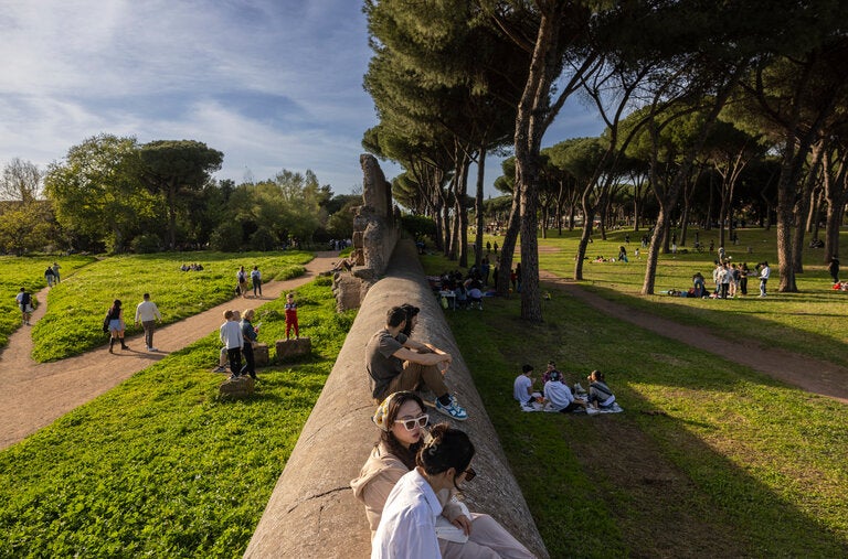 In the Park of the Aqueducts, 20 minutes by metro from central Rome, ancient aqueducts that once supplied the Eternal City with water have been preserved.