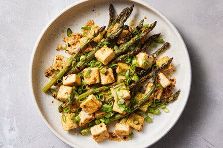 Miso-Chile Asparagus With Tofu