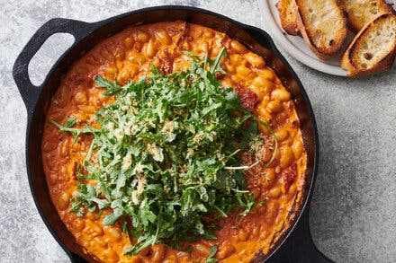 Creamy, Spicy Tomato Beans and Greens 