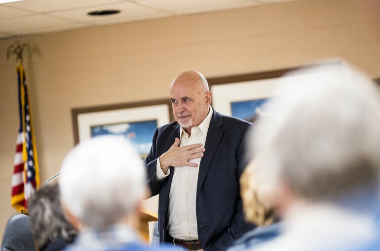 Representative Mark Pocan at a town hall in Dodgeville, Wis., one of several he held recently in his district.