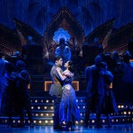 Jeremy Jordan, center left, as Jay Gatsby and Eva Noblezada as Daisy Buchanan in the musical “The Great Gatsby” at the Broadway Theater in Manhattan.