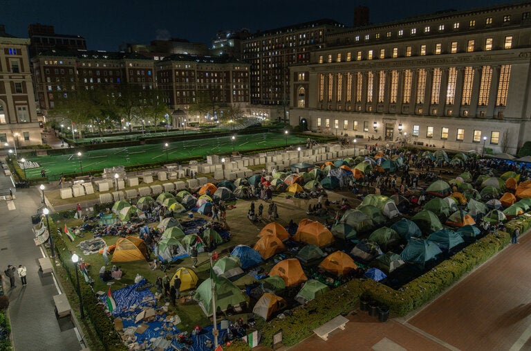 The “Gaza solidarity encampment” at Columbia University’s campus in New York.