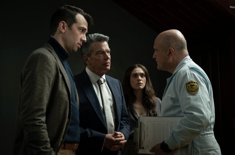 From left, Jay Baruchel, Peter Gallagher, Alanna Bale and Enrico Colantoni in “Humane.”