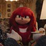 Wendy Whipple (Stockard Channing) and Knuckles (voiced by Idris Elba) in “Knuckles.”