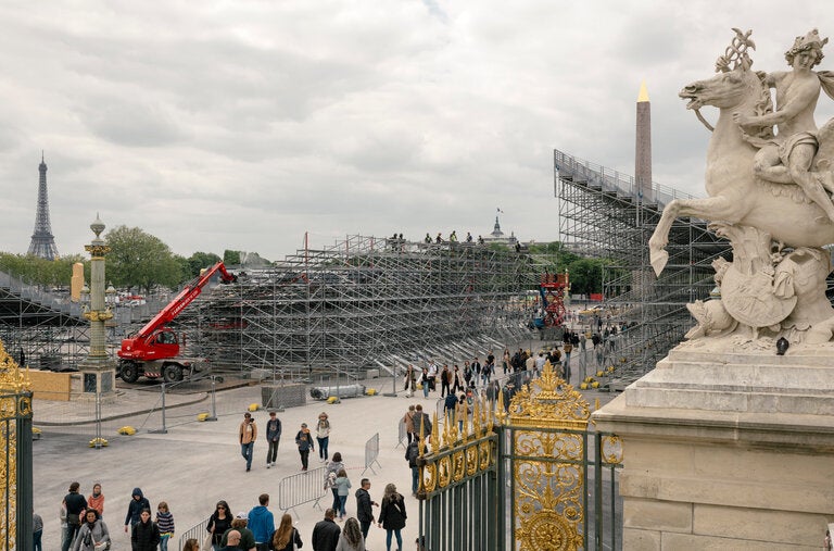 The Place de la Concorde in Paris is one of the sites where construction work for the Olympics is taking place.