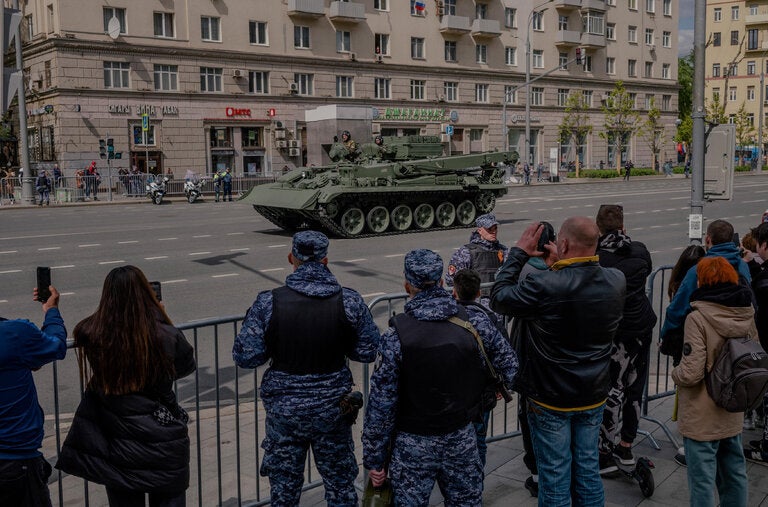 The Victory Day parade last May in Moscow. Russia is allocating nearly a third of its overall 2024 budget to military spending.