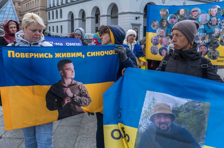 A demonstration last fall in Kyiv, Ukraine, to draw attention to military service members held by Russia as prisoners of war.