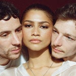 Zendaya, center, stars with Josh O’Connor and Mike Faist in “Challengers.”