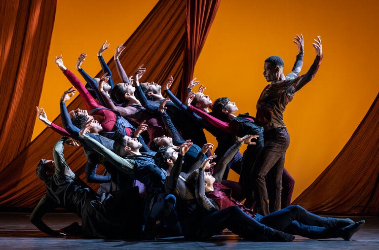 Leonardo Brito, right, with members of Ballet Hispánico in “Buscando a Juan,” a world premiere at New York City Center.