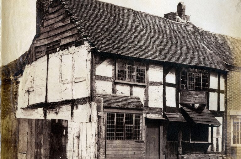 The building thought to be Shakespeare’s birthplace before it was bought and renovated in the late 1800s. One British magazine called it a “shabby sausage-shop” at the time of the sale.