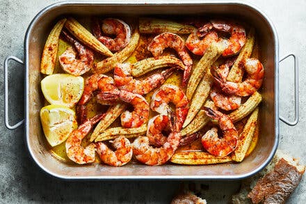 Creole Broiled Shrimp and Baby Corn