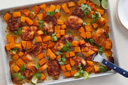 Sheet-Pan Red Curry Chicken With Butternut Squash