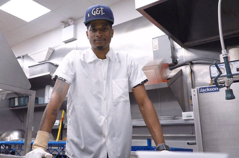 Drevon Alston manages the dish pit at Gage & Tollner in Downtown Brooklyn.