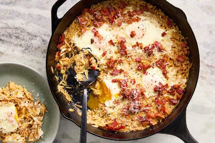 Skillet Pasta With Bacon and Eggs