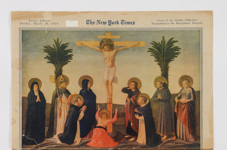 An image of “The Crucifixion” by Fra Angelico, top, was included in the 1914 Easter edition of The New York Times.