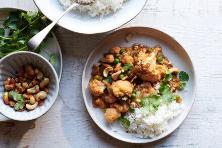 Cauliflower, Cashew, Pea and Coconut Curry