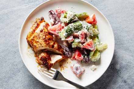 Greek Chicken With Cucumber-Feta Salad