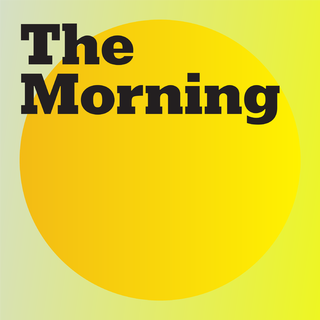 A dark yellow circle against a light yellow background with the words "The Morning" written in black on the top left.