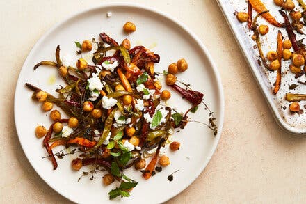Roasted Chickpeas and Peppers With Goat Cheese