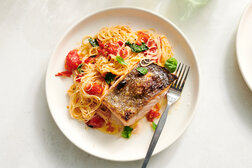 Image for Salmon With Garlic Butter and Tomato Pasta