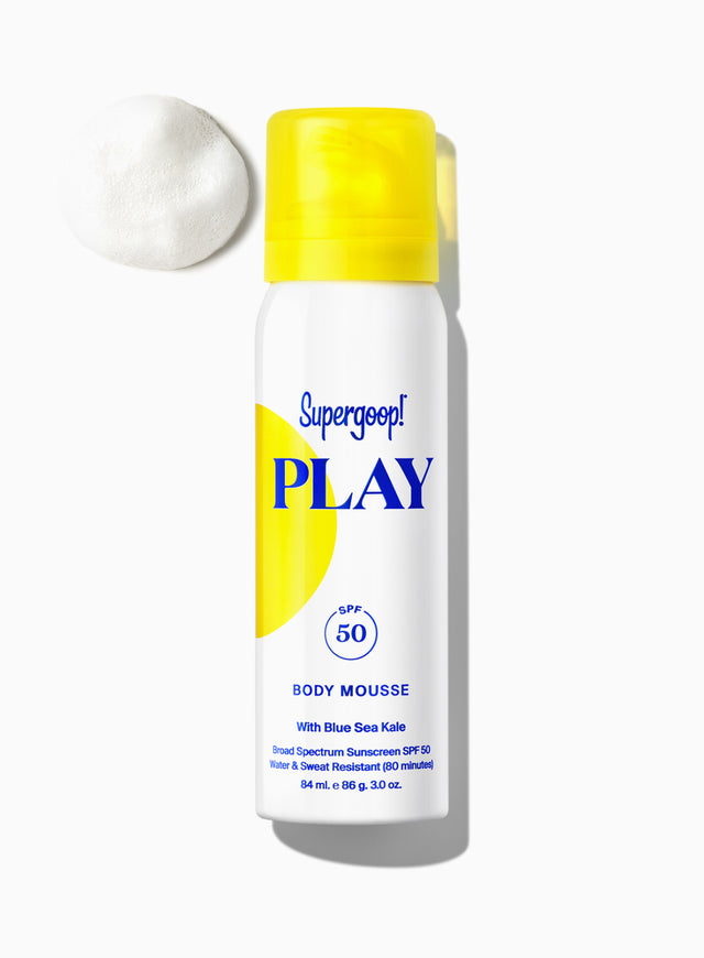 Supergoop! PLAY Body Mousse SPF 50 with Blue Sea Kale / 3 oz. and goop