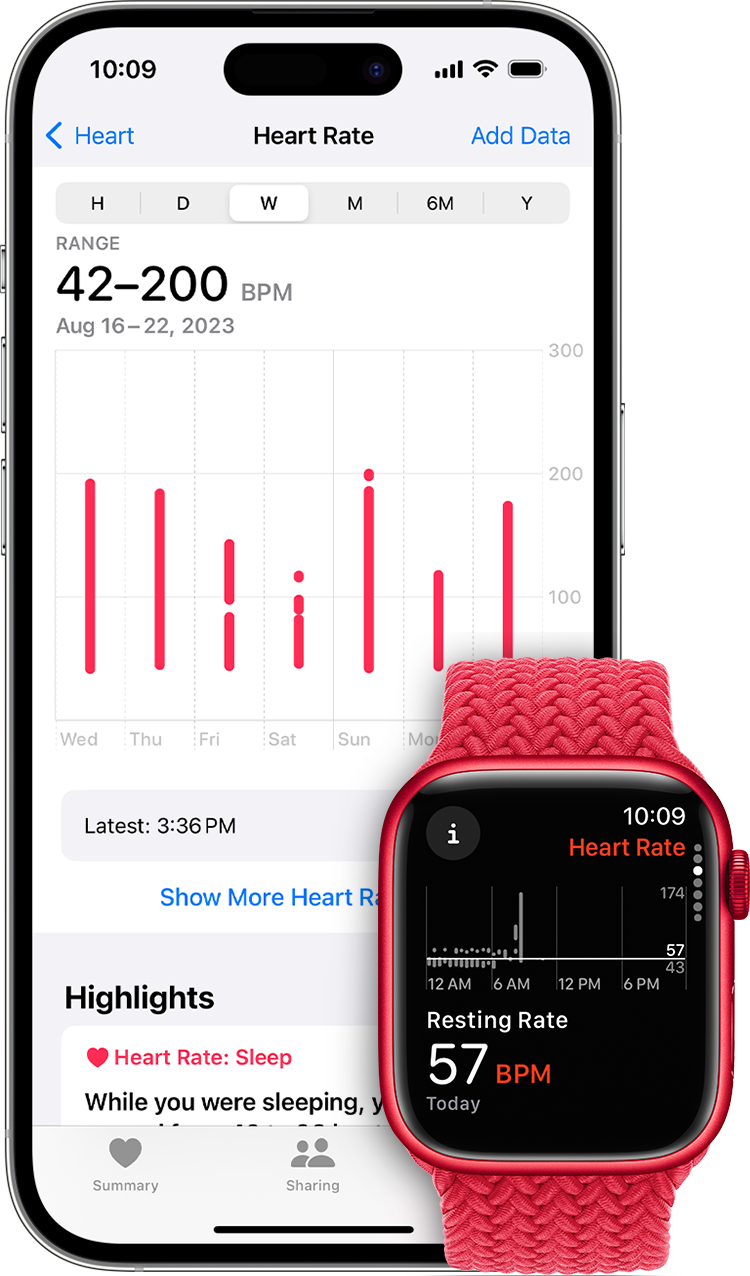 Südameseisundi mõõtmised iPhone’i terviserakenduses Health ja südame löögisagedus puhkeolekus Apple Watchi rakenduses