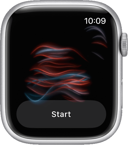 An Apple Watch showing the prompt to start a Blood Oxygen measurement.