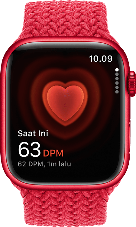 App Detak Jantung yang menampilkan detak saat ini sebesar 54 DPM