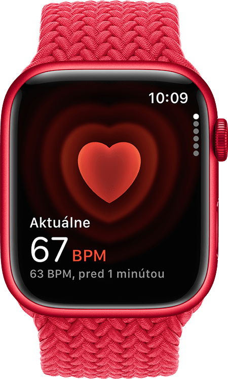 Apka Srdcová frekvencia so zobrazenou aktuálnou frekvenciou 54 úderov za minútu (BPM)
