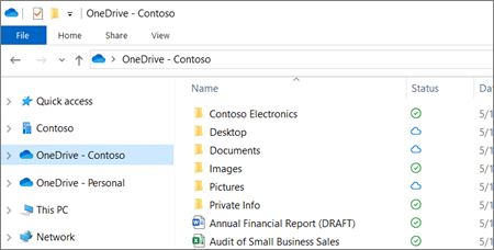 Screenshot of OneDrive for Business files in File Explorer